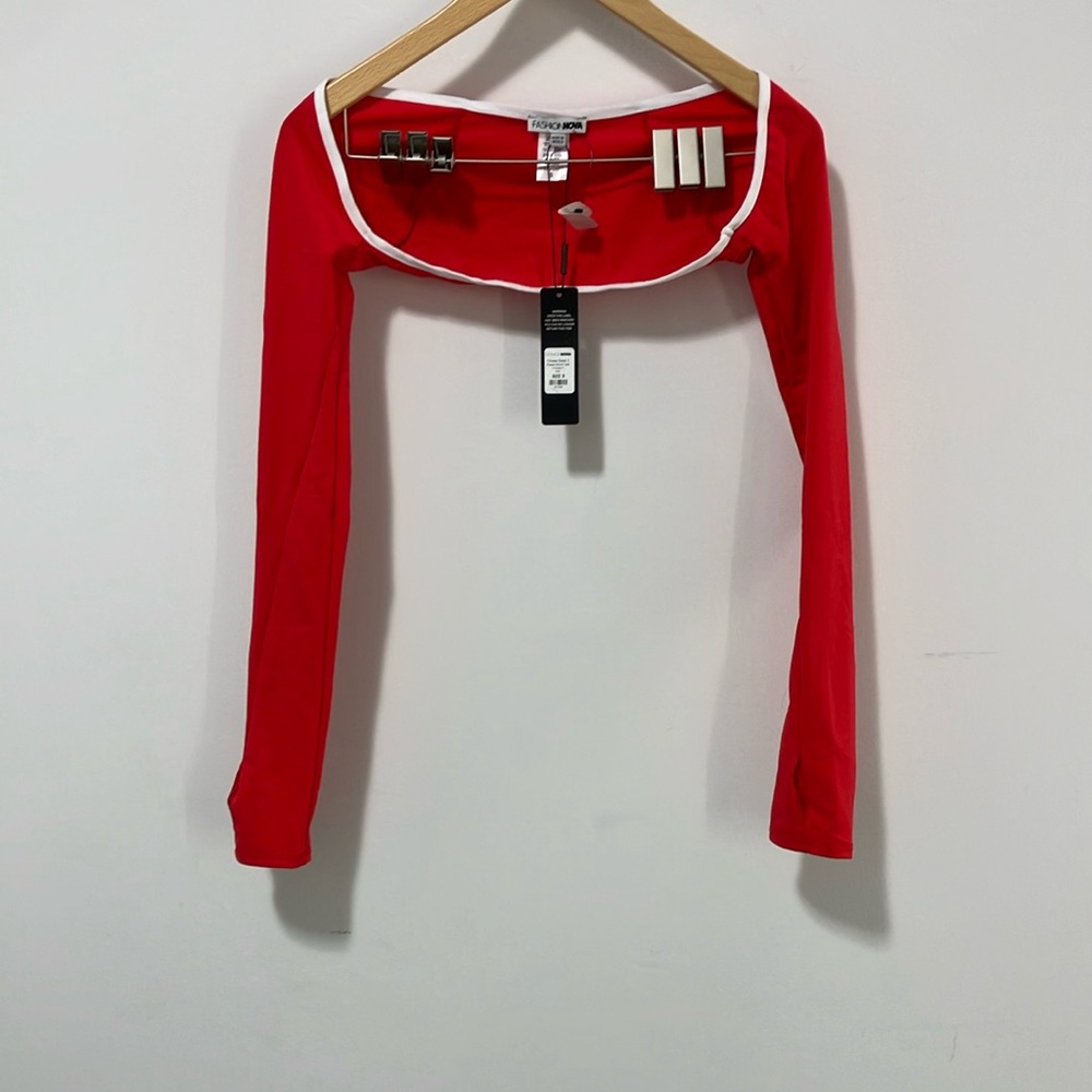 Red Long Sleeve Women's Top